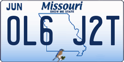 MO license plate OL6J2T