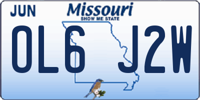 MO license plate OL6J2W