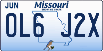 MO license plate OL6J2X