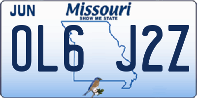 MO license plate OL6J2Z