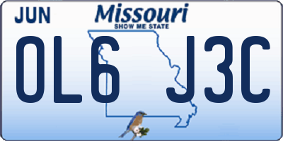 MO license plate OL6J3C