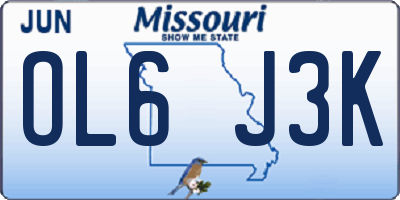 MO license plate OL6J3K