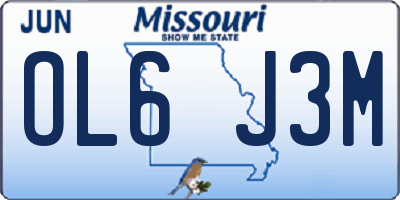 MO license plate OL6J3M