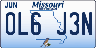 MO license plate OL6J3N