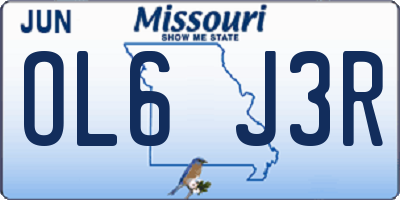 MO license plate OL6J3R