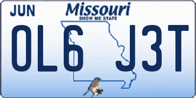 MO license plate OL6J3T