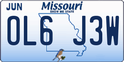 MO license plate OL6J3W