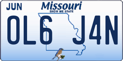 MO license plate OL6J4N