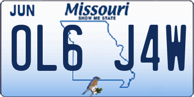 MO license plate OL6J4W