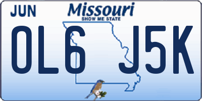 MO license plate OL6J5K
