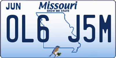 MO license plate OL6J5M