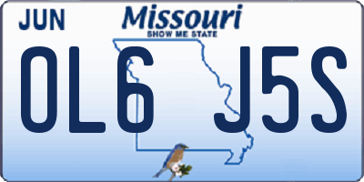 MO license plate OL6J5S