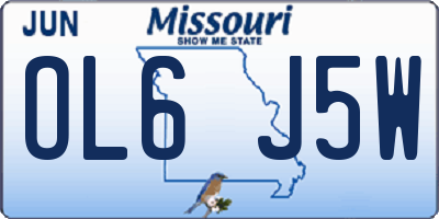 MO license plate OL6J5W