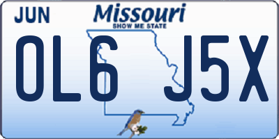 MO license plate OL6J5X