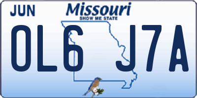 MO license plate OL6J7A