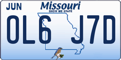 MO license plate OL6J7D