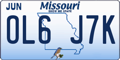 MO license plate OL6J7K