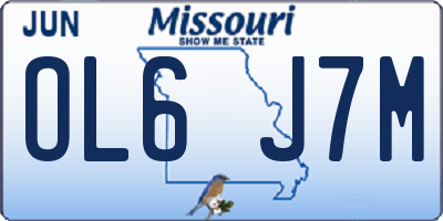 MO license plate OL6J7M