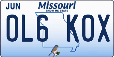 MO license plate OL6K0X