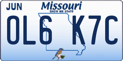 MO license plate OL6K7C