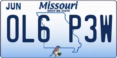 MO license plate OL6P3W