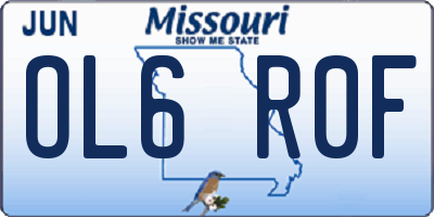 MO license plate OL6R0F