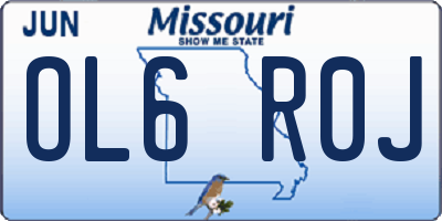 MO license plate OL6R0J