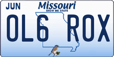 MO license plate OL6R0X