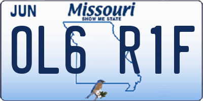 MO license plate OL6R1F