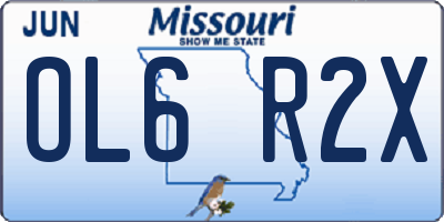 MO license plate OL6R2X