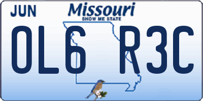 MO license plate OL6R3C