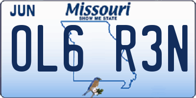 MO license plate OL6R3N