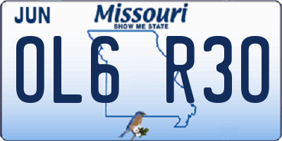 MO license plate OL6R3O