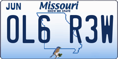 MO license plate OL6R3W