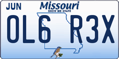 MO license plate OL6R3X