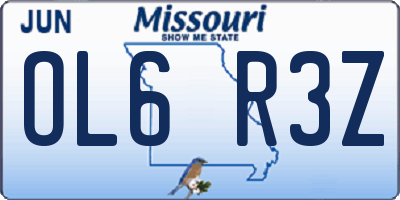 MO license plate OL6R3Z