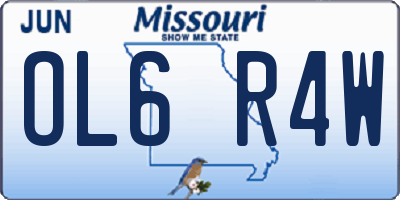 MO license plate OL6R4W