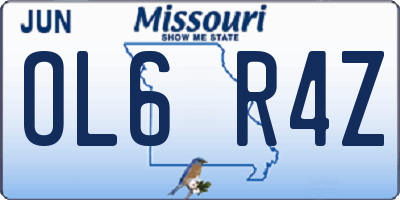 MO license plate OL6R4Z