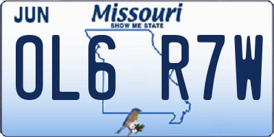 MO license plate OL6R7W