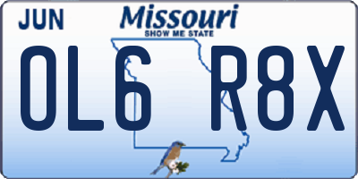 MO license plate OL6R8X