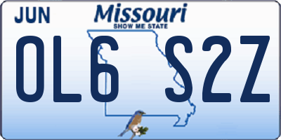 MO license plate OL6S2Z