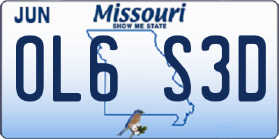 MO license plate OL6S3D
