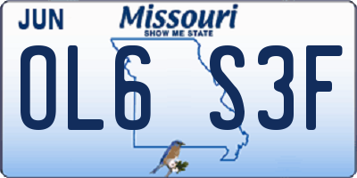 MO license plate OL6S3F