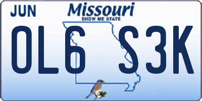 MO license plate OL6S3K