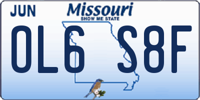 MO license plate OL6S8F