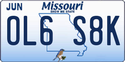 MO license plate OL6S8K