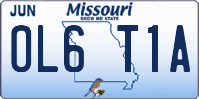 MO license plate OL6T1A
