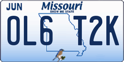 MO license plate OL6T2K