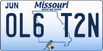 MO license plate OL6T2N