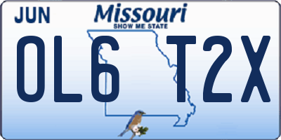 MO license plate OL6T2X